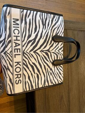 Michael Kors Zebra-Print Canvas Messenger Bag - Black & White